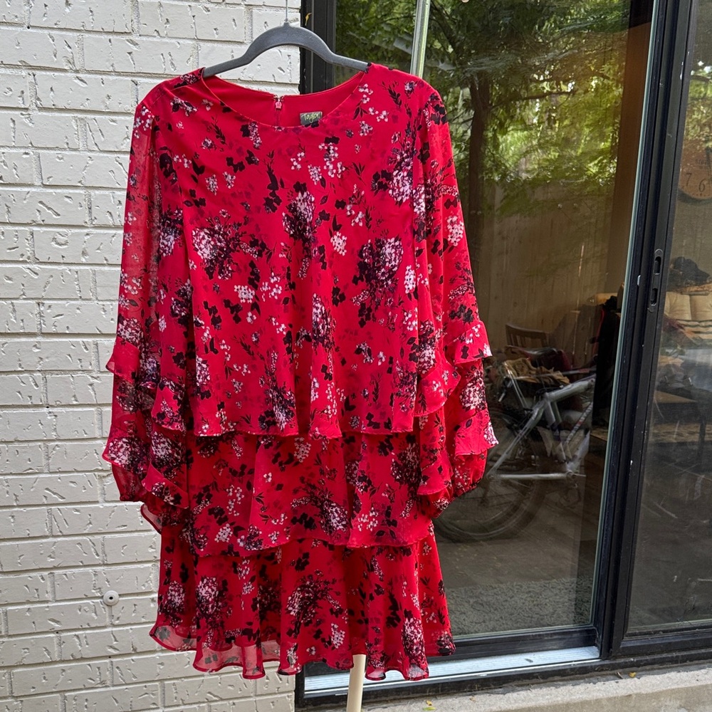 Floral Printed Tiered Ruffle Chiffon Dress